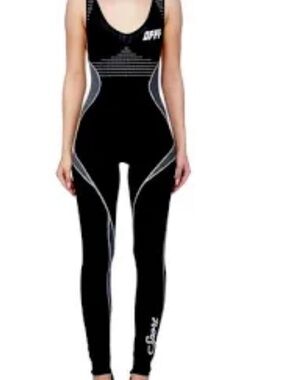 Of -white Black Full-Body Racing Suit with White Accents